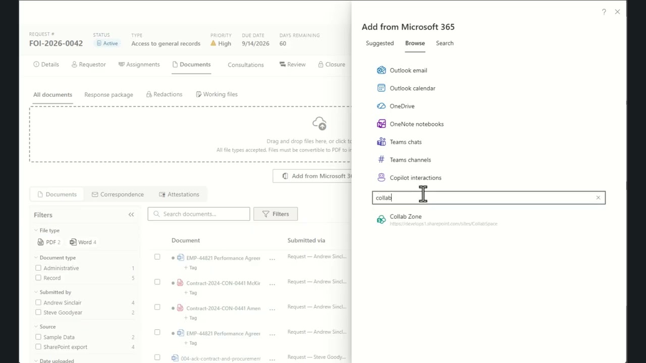 AccessPoint demo — FOI/ATIP request from intake to disclosure
